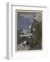 Alberich and Hagen-Arthur Rackham-Framed Art Print