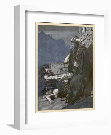 Alberich and Hagen-Arthur Rackham-Framed Art Print