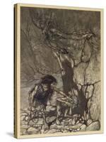 Alberich and Mime-Arthur Rackham-Stretched Canvas