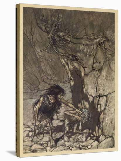 Alberich and Mime-Arthur Rackham-Stretched Canvas