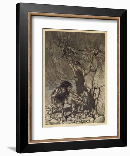 Alberich and Mime-Arthur Rackham-Framed Art Print