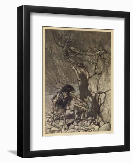 Alberich and Mime-Arthur Rackham-Framed Art Print