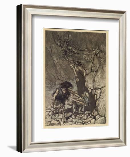 Alberich and Mime-Arthur Rackham-Framed Art Print