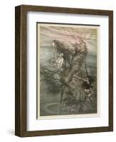 Alberich and Rhinemaidens-Arthur Rackham-Framed Art Print