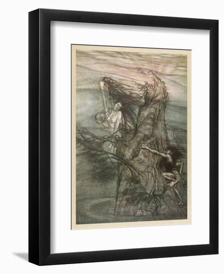 Alberich Steals Ring-Arthur Rackham-Framed Art Print