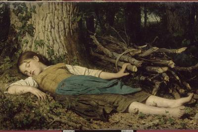 Fillette endormie dans les bois