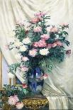Peonies in a Blue Vase on a Draped Regency Giltwood Console Table-Albert Aublet-Mounted Giclee Print
