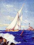 "Sailing by the Lighthouse," Country Gentleman Cover, August 1, 1938-Albert B. Marks-Framed Stretched Canvas