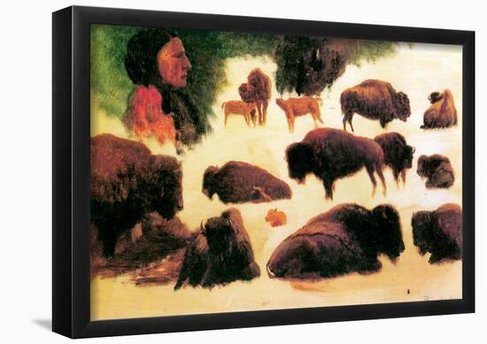 Albert Bierstadt Study of Buffaloes Art Print Poster-null-Framed Poster