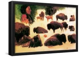 Albert Bierstadt Study of Buffaloes Art Print Poster-null-Framed Poster