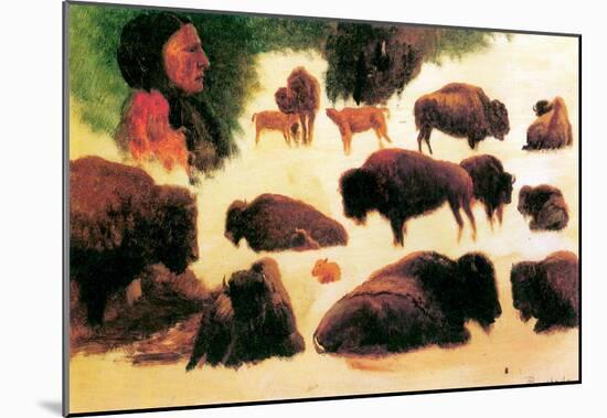 Albert Bierstadt Study of Buffaloes Art Print Poster-null-Mounted Poster