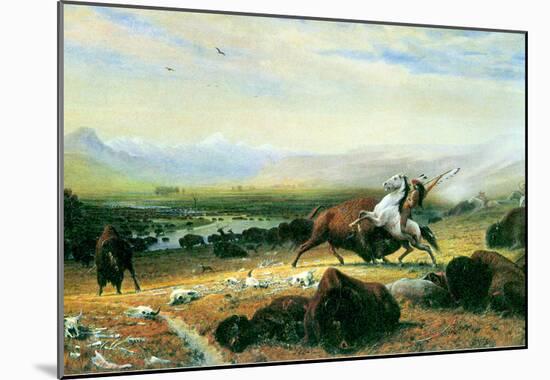 Albert Bierstadt The Last Buffalo Art Print Poster-null-Mounted Poster