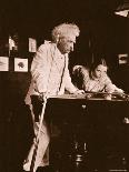 Mark Twain Playing Pool with the Daughter of His Biographer Albert Bigelow Paine-Albert Bigelow Paine-Photographic Print