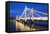 Albert Bridge and River Thames at Night, Chelsea, London, England, United Kingdom, Europe-Stuart-Framed Stretched Canvas