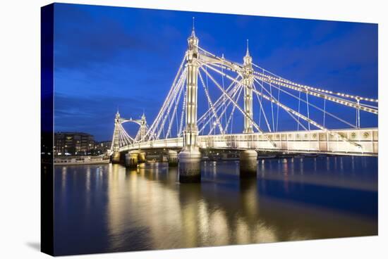 Albert Bridge and River Thames at Night, Chelsea, London, England, United Kingdom, Europe-Stuart-Stretched Canvas