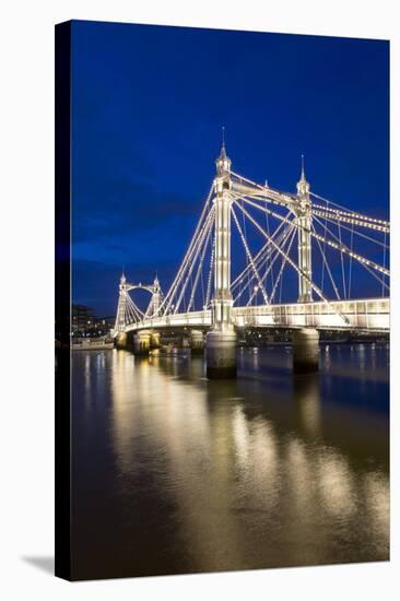 Albert Bridge and River Thames at Night, Chelsea, London, England, United Kingdom, Europe-Stuart-Stretched Canvas