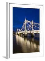 Albert Bridge and River Thames at Night, Chelsea, London, England, United Kingdom, Europe-Stuart-Framed Photographic Print