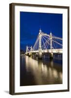 Albert Bridge and River Thames at Night, Chelsea, London, England, United Kingdom, Europe-Stuart-Framed Photographic Print