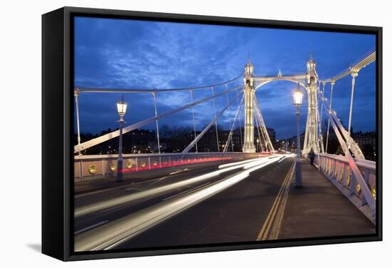 Albert Bridge at Night, Chelsea, London, England, United Kingdom, Europe-Stuart-Framed Stretched Canvas