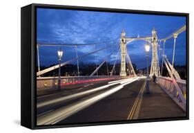 Albert Bridge at Night, Chelsea, London, England, United Kingdom, Europe-Stuart-Framed Stretched Canvas