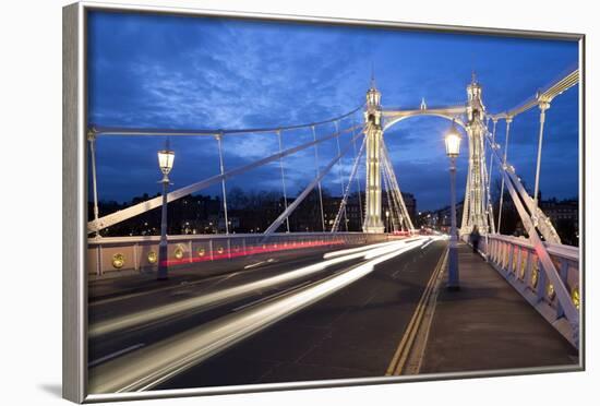 Albert Bridge at Night, Chelsea, London, England, United Kingdom, Europe-Stuart-Framed Photographic Print