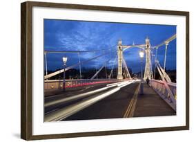 Albert Bridge at Night, Chelsea, London, England, United Kingdom, Europe-Stuart-Framed Photographic Print