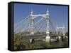 Albert Bridge over River Thames, Battersea, London, England, United Kingdom, Europe-Rolf Richardson-Framed Stretched Canvas