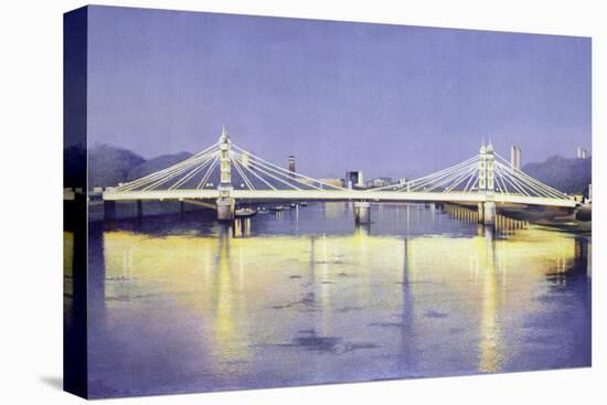 Albert Bridge (Twilight)-Isabel Hutchison-Stretched Canvas