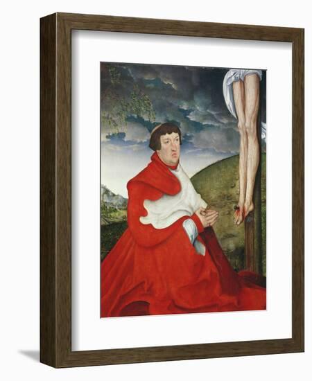 Albert, Cardinal Elector of Mainz at the Foot of the Cross (Detail of 244970)-Lucas Cranach the Elder-Framed Giclee Print
