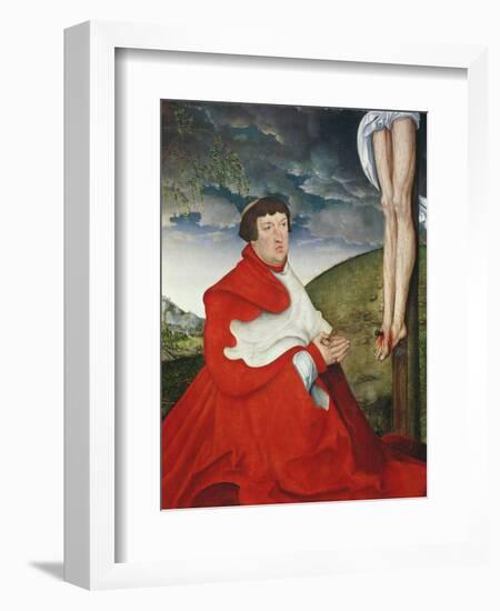 Albert, Cardinal Elector of Mainz at the Foot of the Cross (Detail of 244970)-Lucas Cranach the Elder-Framed Giclee Print