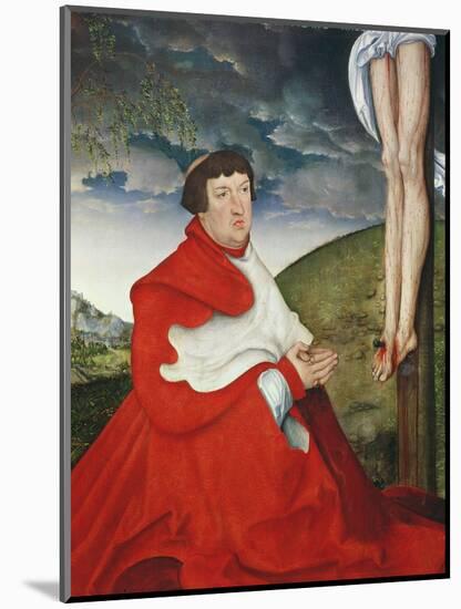 Albert, Cardinal Elector of Mainz at the Foot of the Cross (Detail of 244970)-Lucas Cranach the Elder-Mounted Giclee Print