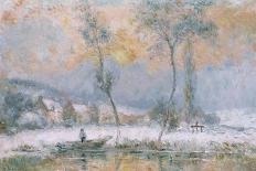 Lever du Soleil, par la Neige, sur L'Etang de Chalon-Moulineux-Albert Charles Lebourg-Framed Stretched Canvas