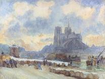 View of Notre Dame, Paris, from the Quai De La Tournelle: Snow Effect; Notre Dame De Paris, Vue…-Albert-Charles Lebourg-Giclee Print