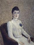 Portrait de jeune fille à la robe blanche-Albert Dubois-Pillet-Framed Stretched Canvas