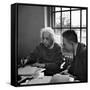 Albert Einstein, in Discussion with Robert Oppenheimer in Office Institute for Advanced Study-Alfred Eisenstaedt-Framed Stretched Canvas