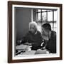 Albert Einstein, in Discussion with Robert Oppenheimer in Office Institute for Advanced Study-Alfred Eisenstaedt-Framed Premium Photographic Print