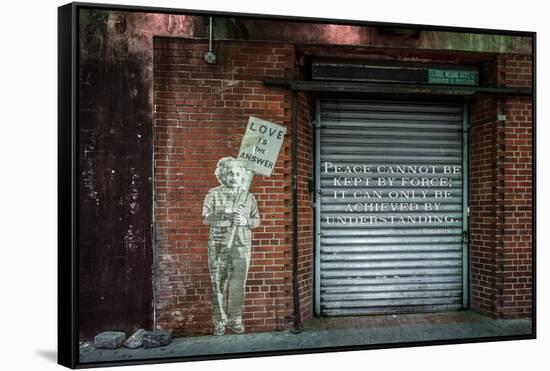 Albert Einstein "Love Is the Answer" NYC Wall Scene with Quote-null-Framed Stretched Canvas