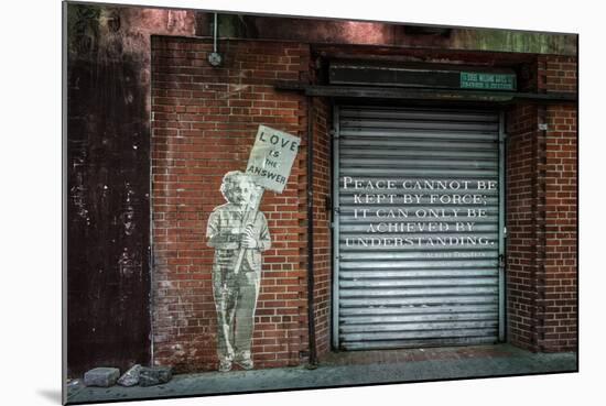 Albert Einstein "Love Is the Answer" NYC Wall Scene with Quote-null-Mounted Photo