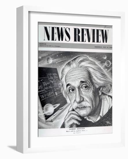 Albert Einstein on the Cover of 'News Review', 16th May 1946-English School-Framed Giclee Print