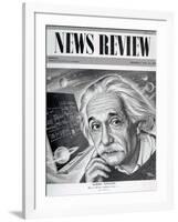 Albert Einstein on the Cover of 'News Review', 16th May 1946-English School-Framed Giclee Print