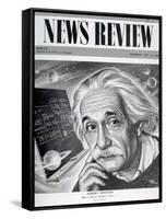 Albert Einstein on the Cover of 'News Review', 16th May 1946-English School-Framed Stretched Canvas