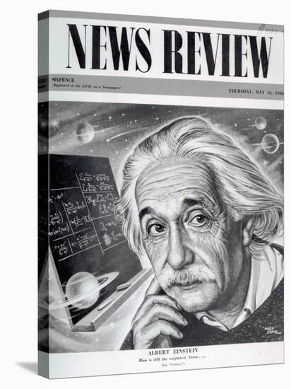 Albert Einstein on the Cover of 'News Review', 16th May 1946-English School-Stretched Canvas