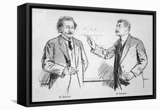 Albert Einstein Scientist with Paul Painleve-Lucien Jonas-Framed Stretched Canvas