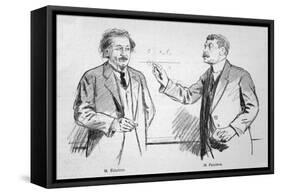 Albert Einstein Scientist with Paul Painleve-Lucien Jonas-Framed Stretched Canvas