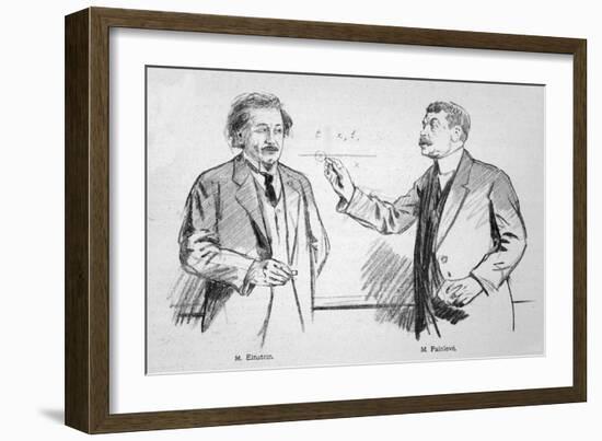 Albert Einstein Scientist with Paul Painleve-Lucien Jonas-Framed Art Print