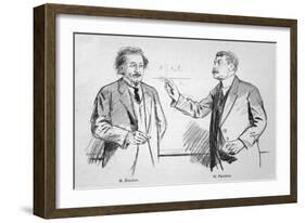 Albert Einstein Scientist with Paul Painleve-Lucien Jonas-Framed Art Print