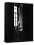 Albert Einstein Sitting Alone at the Institute for Advanced Study-Alfred Eisenstaedt-Framed Stretched Canvas