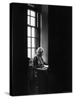 Albert Einstein Sitting Alone at the Institute for Advanced Study-Alfred Eisenstaedt-Stretched Canvas