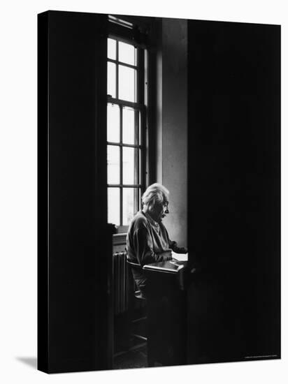 Albert Einstein Sitting Alone at the Institute for Advanced Study-Alfred Eisenstaedt-Stretched Canvas