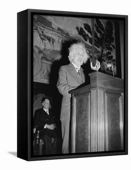 Albert Einstein speaking, c.1940-Harris & Ewing-Framed Stretched Canvas